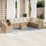Maison Chic Seti vrtnega pohištva - Vrtna garnitura - Vrtni pohištvo set 11-delna z blazinami bež poli ratan, (21811353) | Shoptok.si