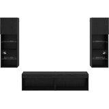 TV zidna jedinica Zidne 6 pcs Crni hrast Konstruirano drvo | shoptok.hr