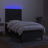  Krevet box spring s madracem LED crni 100x200 cm od tkanine | shoptok.hr