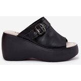S. BARSKI Leather Women's Sandals On Platform And Wedge With Buckle Black S.Barski | Shoptok.si