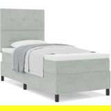 vidaXL Box Spring Krevet s Madracem Svijetlo Siva 80x200 cm Baršun | shoptok.hr