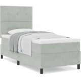 vidaXL Box Spring Postelja s Blazino Svetlo Siva 80x200 cm Žamet | Shoptok.si
