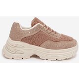 Boto Women's Sneakers With Zirconia And Sheep Fur Beige Zarika | Shoptok.si