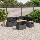 vidaXL 7-dijelni set vrtnih sofa od poliratana s jastucima crni | shoptok.hr