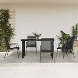  5-dijelni vrtni blagovaonski set crni od čelika i tekstilena | shoptok.hr