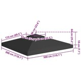 vidaXL Streha za paviljon 2-delna 310 g/m² 3x3 m črna, (20580609) | Shoptok.si
