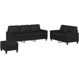  3-dijelni set sofa s jastucima crni od umjetne kože | Eponuda.com
