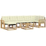 vidaXL Zunanja garnitura za sedenje z blazino 8 pcs Bela in krem, (5000281976) | Shoptok.si