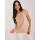 Fashion Hunters Brown T-shirt with round neckline BASIC FEEL GOOD