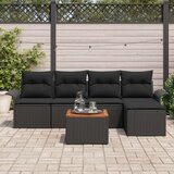  Set vrtnih sofa 6 komada Crna i drveni ton Poliratan i drvo | shoptok.hr