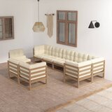 The Living Store Vrtna sedežna garnitura 9-delna z blazinami trdna borovina - Vrtna Sedežna Garnitura, (21423602) | Shoptok.si