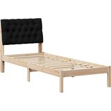 vidaXL Posteljni okvir z oblazinjenim vzglavjem Rjava 80 x 200 cm | Shoptok.si