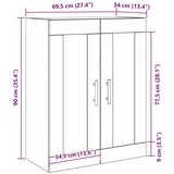  Zidni ormar Crni hrast 69 5x34x90 cm Konstruirano drvo | shoptok.hr