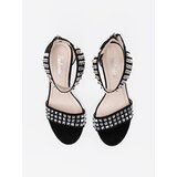 Shelvt Black stiletto sandals with zirconia | ePonuda.com
