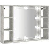  Kupaonski ormarić s ogledalom LED boja betona 76 x 15 x 55 cm | shoptok.hr