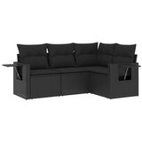 Maison Chic Seti vrtnega pohištva - Vrtna garnitura - Vrtni pohištvo set 4-delna z blazinami črna poli ratan, (21818633) | Shoptok.si