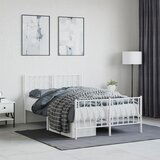 vidaXL Metalni okvir kreveta uzglavlje i podnožje bijeli 120x190 cm | shoptok.hr
