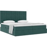 Krevet s od storage s madracem Tamnozelena 200 x 200 cm Baršun - Tamnozelena 200 x 200 cm Gumbi | shoptok.hr
