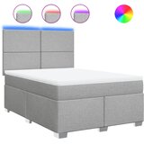  Krevet box spring s madracem svjetlosivi 140x200 cm od tkanine Slike