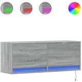 Maison Chic Stenska TV omarica - TV stojalo - Televizijska omarica z LED lučkami siva sonoma 100x31x38 cm, (21700646) Cene