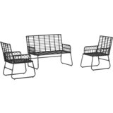 vidaXL Vrtni set za objed 3 pcs Crna, Antracit 113 x 69 x 83 cm | shoptok.hr