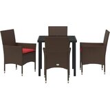  Set stola i stolica s jastukom 5 pcs Smeđa PE ratan | shoptok.hr