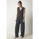  Women's Dark Gray Striped Cachet Vest Pants Suit | shoptok.hr