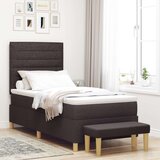  Posteljni okvir z vzmetnico Set 2 Temno rjava Tkanina 90 x 200 cm, (22067133) Cene