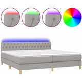  Krevet box spring s madracem LED svjetlosivi 200x200 cm tkanina | shoptok.hr