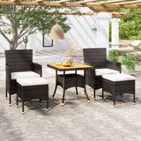  The Living Store Vrtna jedilna garnitura 5-delna poli ratan in akacijev les črna - Vrtna Jedilna Garnitura, (21479466) | Shoptok.si