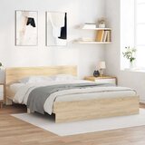 Maison Chic Posteljni okvir - Dvoposteljna postelja - Zakonska postelja z vzglavjem sonoma hrast 140x190 cm-J16397, (21760510) | Shoptok.si