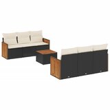 vidaXL Vrtna sedežna garnitura 7-delna z blazinami črn poli ratan, (21054904) | Shoptok.si