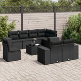  9-dijelni set vrtnih sofa s jastucima crni od poliratana Crna 83 x 62 x 69 cm | Shoptok.si