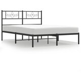 Maison Chic Kovinski Posteljni okvir - Dvoposteljna postelja - Zakonska postelja z vzglavjem črn 140x200 cm, (21692896) Cene