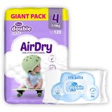 Violeta double Care Giant Air Dry 4 Maxi Pelene, 7-18 kg, 120 komada + Double Care Vlažne maramice, 56 komada Cene