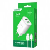 Kaku hišni polnilec KSC-372 2,4A 2x USB vtič s polnilnim kablom Lightning bel | Shoptok.si