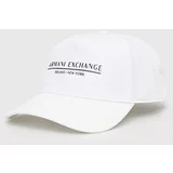 Armani Exchange Bombažna kapa bela barva