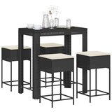  The Living Store Vrtna barska garnitura 5-delna z blazinami črn poli ratan - Vrtna Barska Garnitura, (21478526) | Shoptok.si