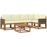 vidaXL Zunanja garnitura za sedenje z blazino 6 pcs Naravna in smetana, (5000281459) | Shoptok.si
