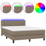  box spring s madracem LED smeđesivi 140x200 cm tkanina | shoptok.hr