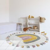 Nattiot Kremno bela pralna ročno tkana bombažna otroška preproga ø110 cm Rainbow Moss – | Shoptok.si