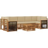  Set vanjskih sofa 8 kom. Prirodna i bež Čvrsto drvo akacije | shoptok.hr