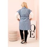 Kesi Włoski Women's Plus Size quilted vest with a belt and collar denim | ePonuda.com