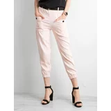 Fashionhunters Light pink cargo trousers
