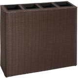 vidaXL Visoko cvetlično korito s 4 lonci poli ratan rjavo, (20618746) | Shoptok.si