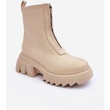 Kesi Beige Kusma ankle boots on a solid platform with a zipper | Shoptok.si