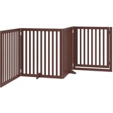 vidaXL Ograda za pse z vrati zložljiva 4 paneli rjava 320cm topolovina | Shoptok.si
