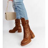 Gemre Brown lace-up heeled boots Visalia | Shoptok.si
