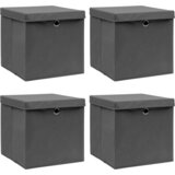 vidaXL Škatle za shranjevanje s pokrovi 4 kosi sive 32x32x32 cm blago, (20709614) | Shoptok.si