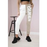Kesi Women's sweatpants with QUEEN inscription beige | shoptok.hr